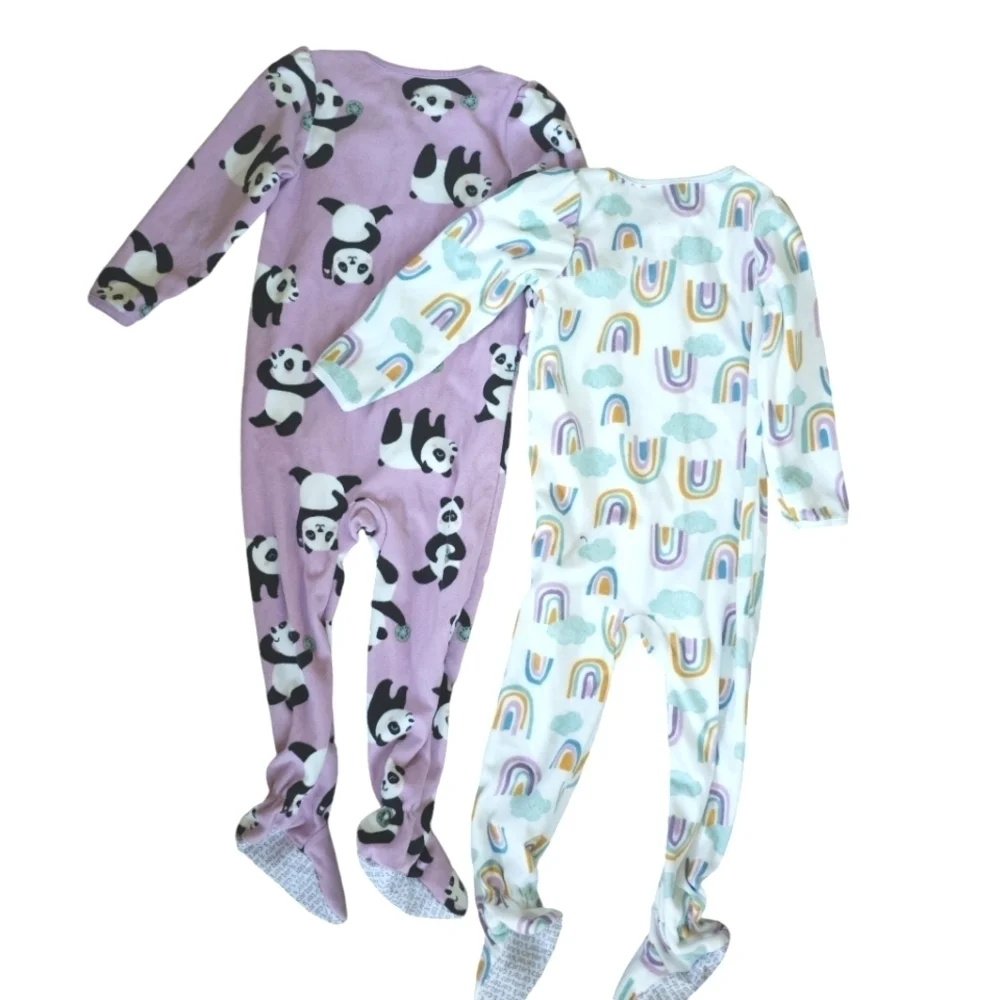 Simple Joys by Carter's Girls' 2-Pack Loose-fit Fleece Footed Pajamas